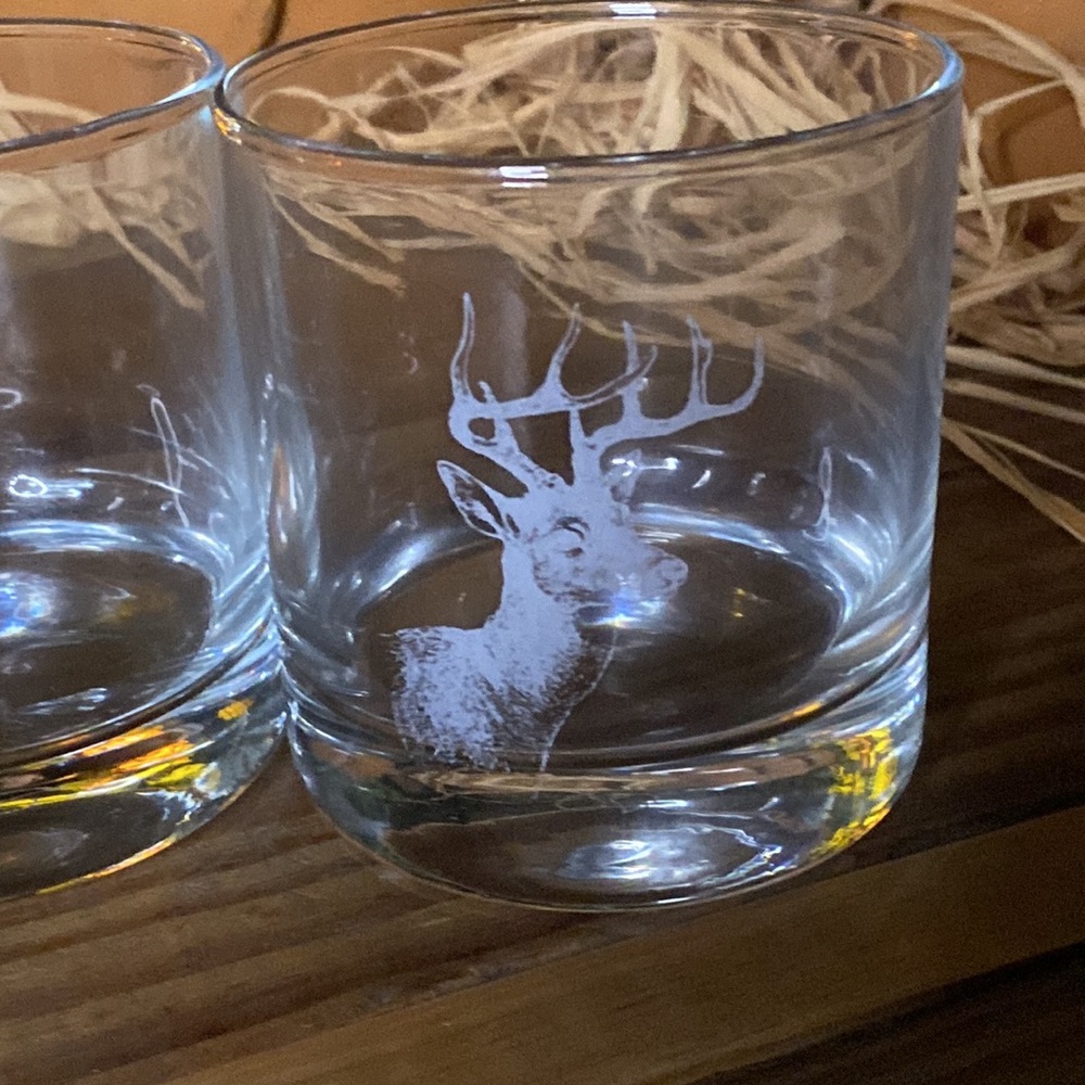 Pottery Barn Wilderness Cabin Stag Double Old Fashioned Glasses - Set Of 4 - Picture 14 of 16